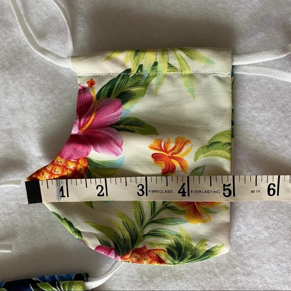 Set of 2 Aloha Print Cloth Cotton Face Masks Flora